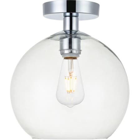 Cling Baxter 1 Light Flush Mount Ceiling Light with Clear Glass; Chrome CL2954178